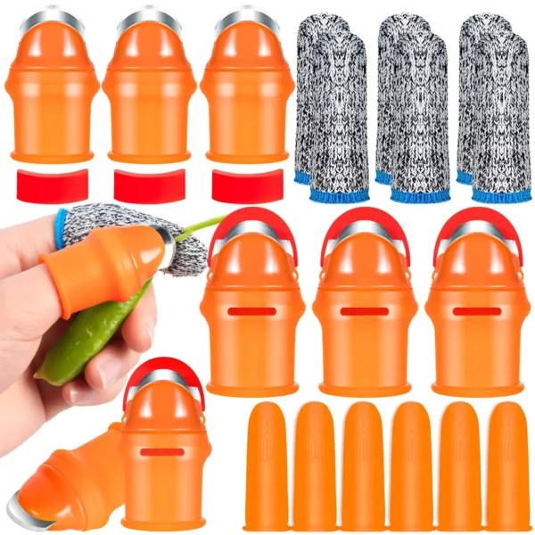 Protetor de Dedo com Lâmina de Silicone para Polegar - Equipamento de Proteção para Corte de Legumes, Colheita, Pinçamento de Plantas e Tesoura de Lâmina